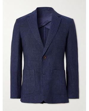 MR P. Unstructured Linen-Chambray Suit Jacket - Blue