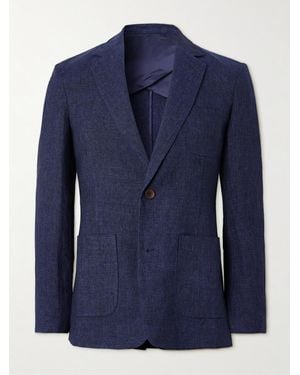 MR P. Unstructured Linen-Chambray Suit Jacket - Blue