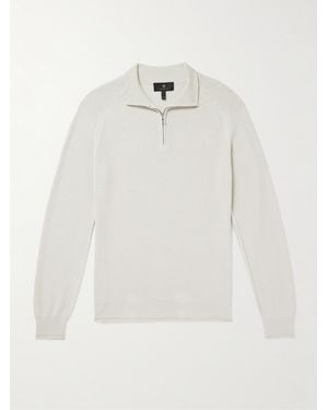 Belstaff Guide Logo-Appliquéd Cotton Half-Zip Sweater - White