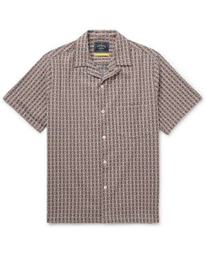 Portuguese Flannel Convertible-collar Cotton-blend Jacquard Shirt - Gray