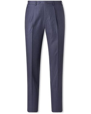 Canali Straight-Leg Pleated Stretch-Wool And Cashmere-Blend Suit Pants - Blue