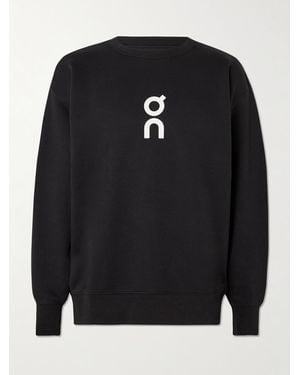On Shoes Club Logo-print Organic Cott-blend Jersey Sweatshirt - Black