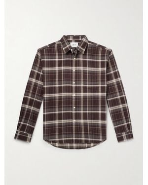 NN07 Deon 5465 Checked Organic Cotton-flannel Shirt - Brown