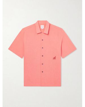 Paul Smith Embroidered Cotton And Linen-Blend Shirt - Pink