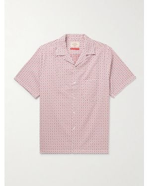 Portuguese Flannel Tile Convertible-collar Organic Cotton-jacquard Shirt - Pink