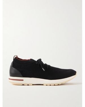 Loro Piana 360 Flexy Walk Leather-trimmed Knitted Wish® Wool Trainers - Black