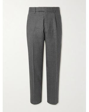 ZEGNA Tapered Pleated Wool Pants - Grey