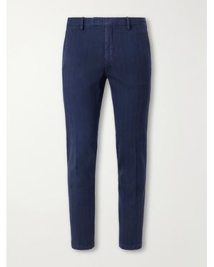 Boglioli Straight-Leg Herringbone Cotton-Blend Twill Suit Pants - Blue