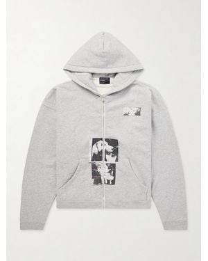 Enfants Riches Deprimes Appliquéd Cotton-Jersey Zip-Up Hoodie - White