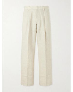 NN07 Kay 1454 Straight-Leg Pleated Linen Pants - Natural