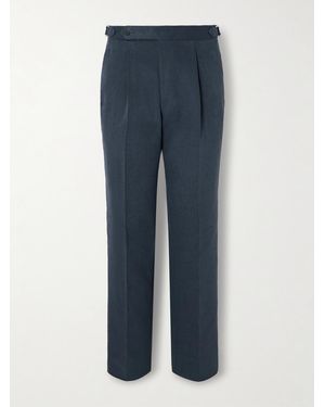 STÒFFA Tapered Pleated Cotton-Canvas Trousers - Blu