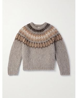 Celine Fair Isle Brushed Alpaca Wool-Blend Jumper - Brown