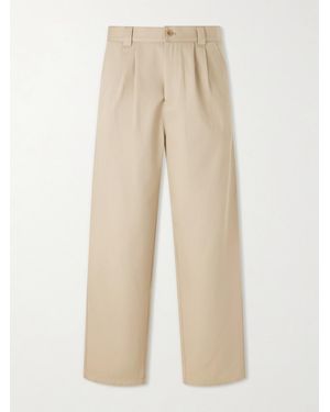 A.P.C. Ricky Straight-Leg Pleated Organic Cotton Trousers - Natural