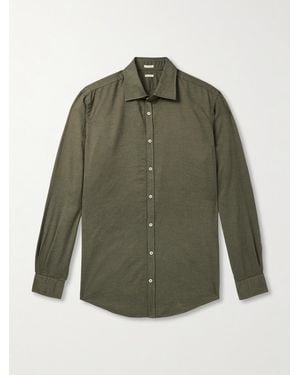 Massimo Alba Genova Cutaway-collar Cotton-chambray Shirt - Green
