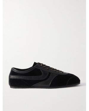 Dries Van Noten Leather-Trimmed Suede Trainers - Black