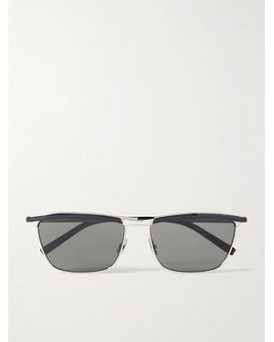 Saint Laurent Joe Square-Frame Acetate And-Tone Sunglasses - Grey