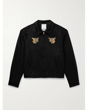 Visvim Norad Embroidered Brushed-Silk Blouson Jacket - Black