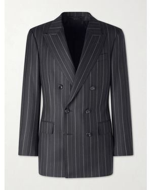 Tom Ford Atticus Slim-Fit Double-Breasted Striped Wool-Twill Suit Jacket - Black