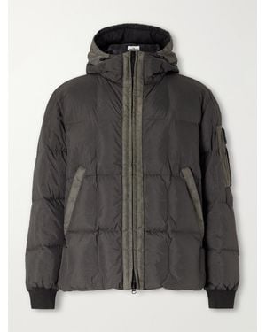 Stone Island Logo-Appliquéd Padded Quilted Garment-Dyed Crinkle Reps Ny Shell Down Jacket - Black