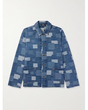 A.P.C. Kerlouan Patchwork Stonewashed Denim Jacket - Blue