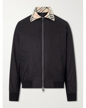 Burberry Checked Logo-Embroidered Cotton Blouson Jacket - Black