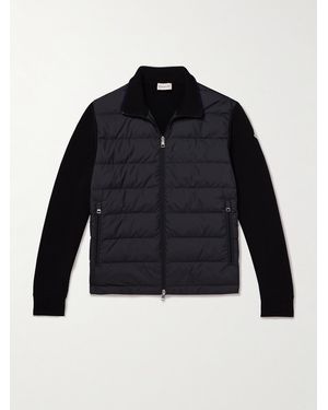 Moncler Logo-appliquéd Quilted Shell-panelled Cotton Down Cardigan - Blue