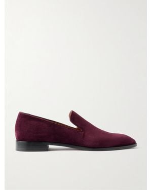 Christian Louboutin Danny Flex Grosgrain-trimmed Suede Loafers - Purple