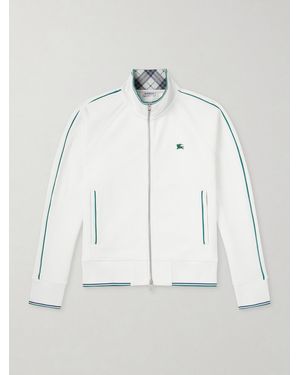 Burberry Logo-Embroidered Jersey Zip-Up Sweatshirt - White