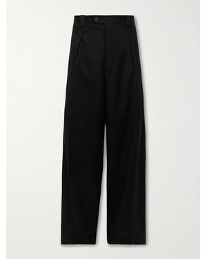Enfants Riches Deprimes Boiler Room Wide-Leg Pleated Virgin Wool-Gabardine Trousers - Black