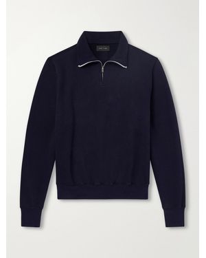 Les Tien Yacht Heavyweight Cotton-Jersey Half-Zip Sweatshirt - Blue