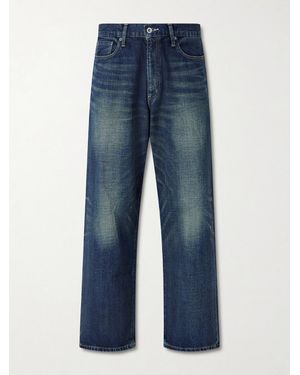 Neighborhood Washed Wide-leg Jeans - Blue