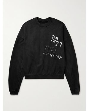 RRR123 Inri Embellished Logo-Print Cotton-Jersey Sweatshirt - Black