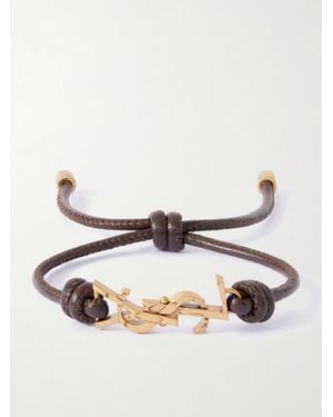 Saint Laurent Tone And Leather Bracelet - Neutro