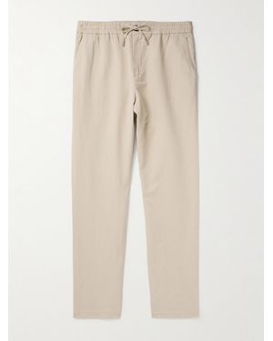 MR P. James Straight-Leg Cotton And Linen-Blend Twill Drawstring Trousers - Natural