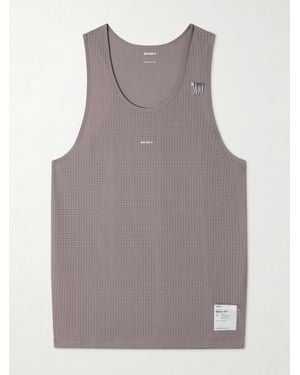Satisfy Embellished Logo-Appliquéd Space-O Mesh Tank Top - Grey