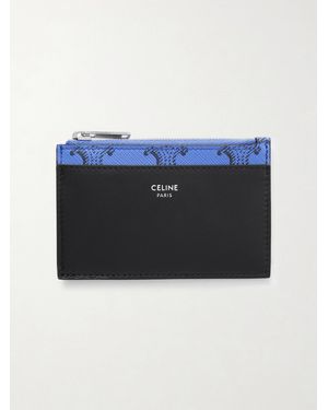 Celine Monogrammed Coated-Canvas and Leather Cardholder - Blau