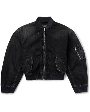 Balenciaga Denim Bomber Jacket in Blue | Lyst