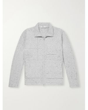 Inis Meáin Lifeline Merino Wool and Cashmere-Blend Zip-Up Sweater - Weiß