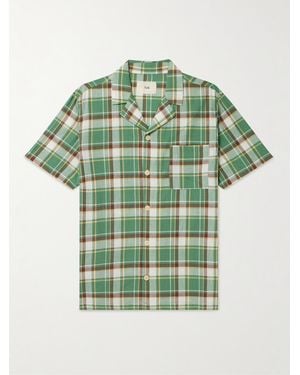 Folk Camp-Collar Checked Cotton Shirt - Green