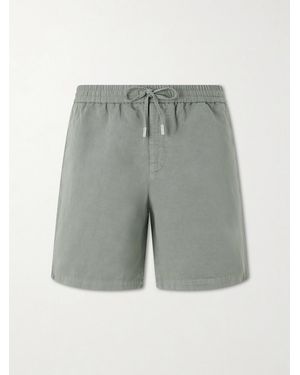 MR P. Straight-Leg Cotton And Linen-Blend Twill Drawstring Shorts - Grey