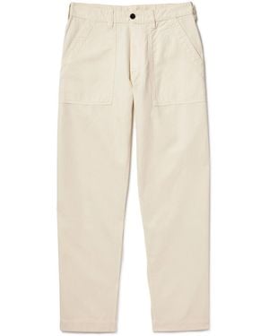Drake's Tapered Herringbone Cotton And Linen-Blend Twill Pants - Natural