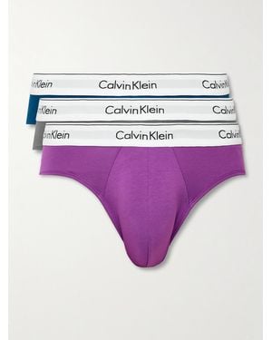 Calvin Klein Set aus drei Slips aus Stretch-Baumwolle - Lila
