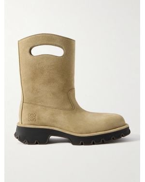 Loewe Bobby Bag Cutout Suede Desert Boots - Metallic