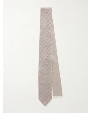 Brunello Cucinelli 8Cm Striped Knitted Silk Tie - White