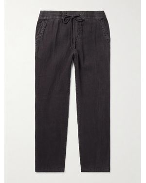 James Perse Straight-Leg Garment-Dyed Linen Drawstring Trousers - Blue