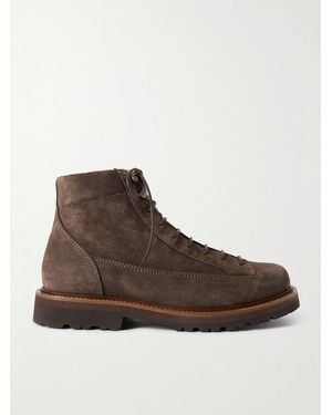 Brunello Cucinelli Suede Lace-up Boots - Brown