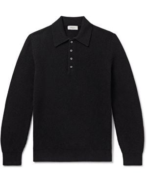 Piacenza 1733 Ribbed Cashmere Polo Shirt - Blue
