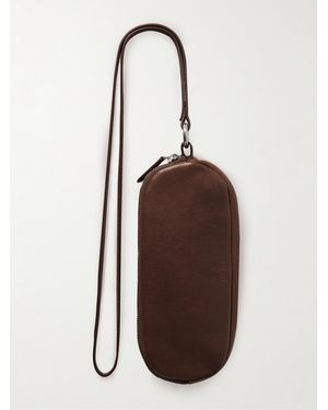 The Row Leather Sunglasses Case - Brown