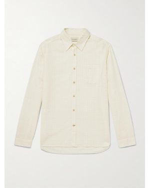 Oliver Spencer Connell Checked Organic Cotton-seersucker Shirt - Natural