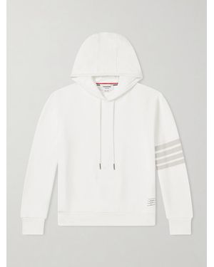 Thom Browne Logo-Appliquéd Striped Cotton-Jersey Hoodie - Natural